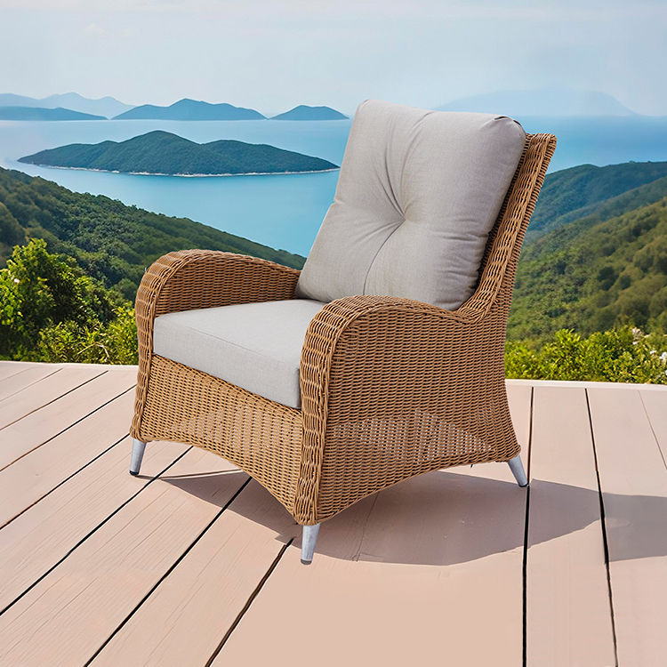 Modern Outdoor Furniture Rustproof Aluminum Frame Handwoven Wicker Balcony Patio Chair