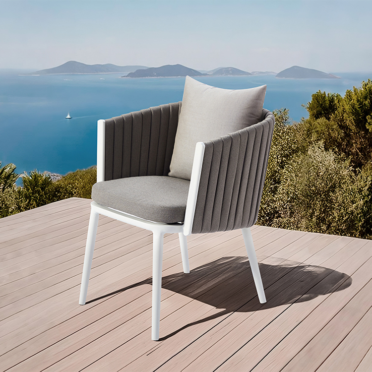 Contemporary Weatherproof Balcony Seating Aluminum Woven Rope Outdoor Armchair with Cushion
