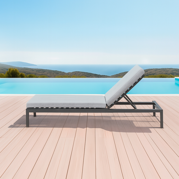 All-Weather Aluminum Frame Outdoor Sun Lounger Patio Chaise Lounge with Cushions