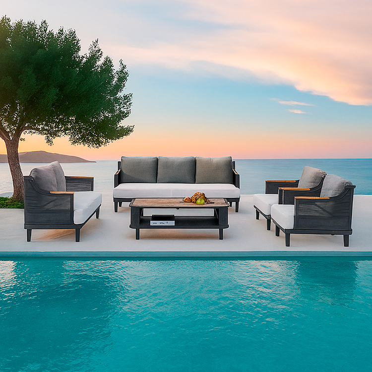 Modern Minimalist Backyard Outdoor Sofa Waterproof Lounge Garden Seating Furniture Patio Couch Set