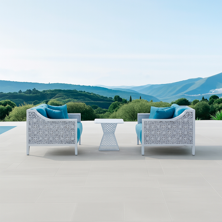 3‑Piece Solid Aluminum Waterproof Patio Seating Minimalist Poolside Lounge Chairs Set With Side Table