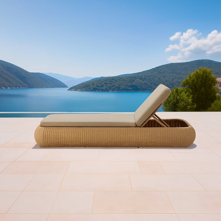 Adjustable Modern Waterproof Garden Lounger Outdoor Wicker Chaise Lounge with Durable Cushion