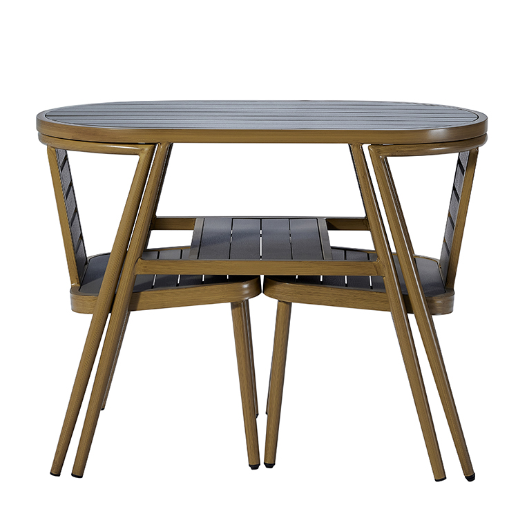 Coastal Modern Outdoor Café Furniture Urban Balcony Dining Table Set and 2 Chairs with Weather Resistant Aluminum Frame