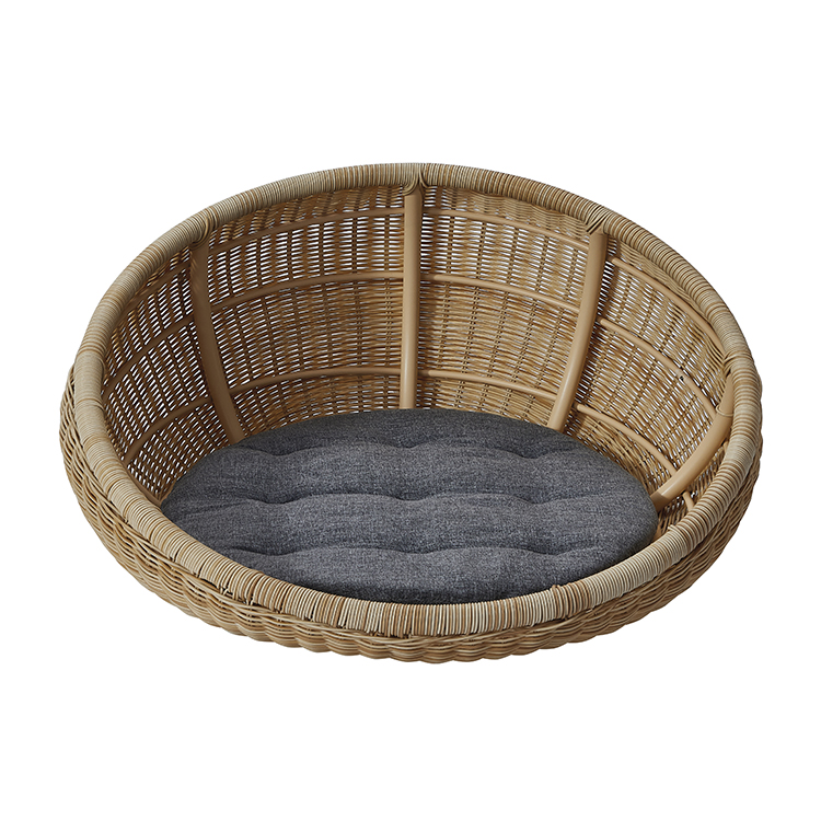 Lightweight Durable PE Rattan Outdoor Cat Bed with Cushion