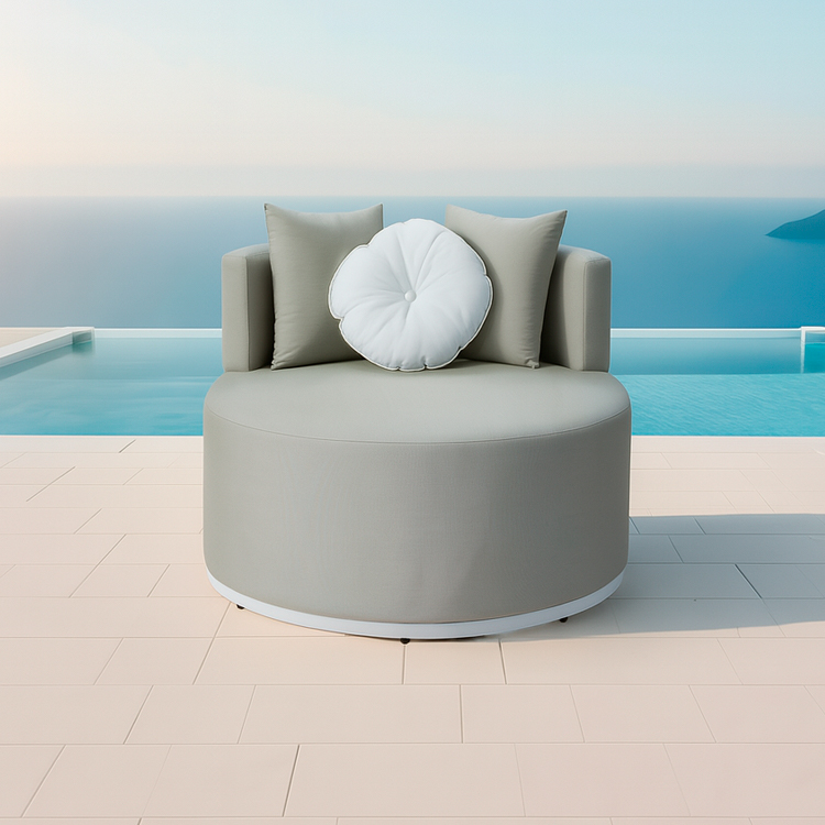 Modern Stylish Durable Outdoor Seating Round Chaise Contemporary Outdoor Lounge Chair with Backrest
