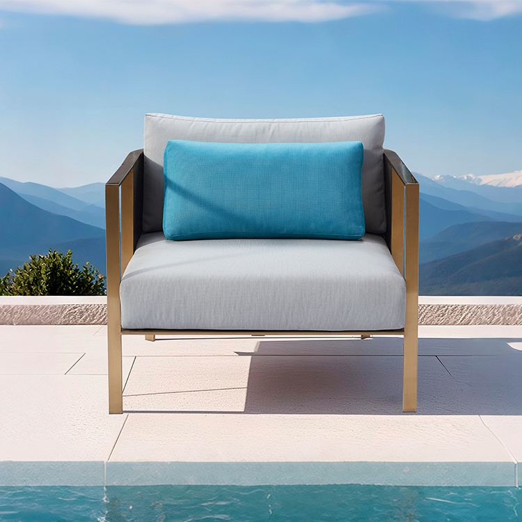 Minimalist Lounge Style Rustproof Structure Waterproof Aluminum Outdoor Garden Armchair