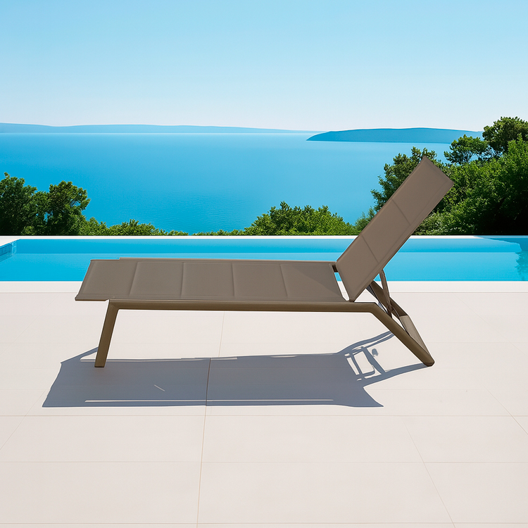 UV-Resistant Aluminum Lounger Modern Poolside Chaise Lounge