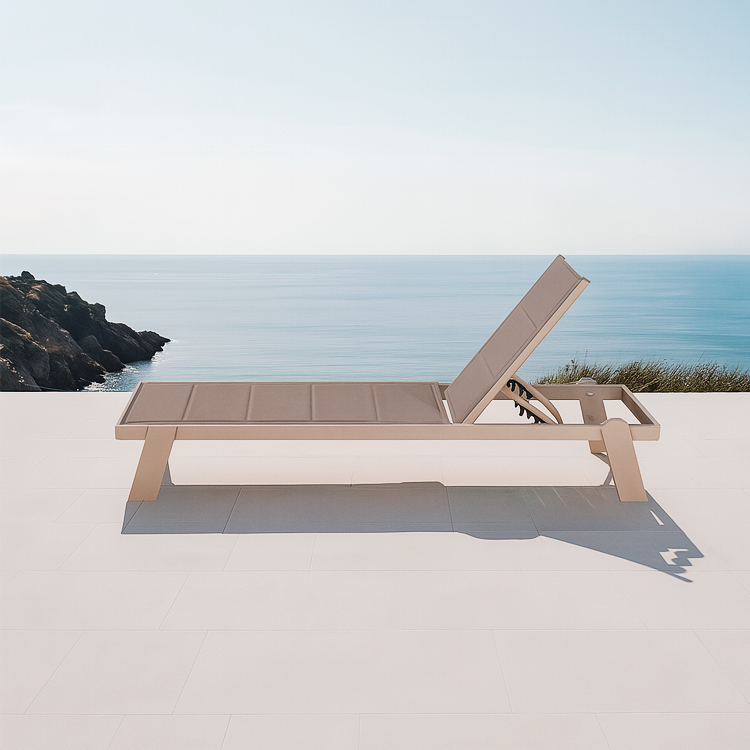 Luxury Weather-Resistant Adjustable Outdoor Aluminum Poolside Chaise Lounge with UV-Resistant Textilene