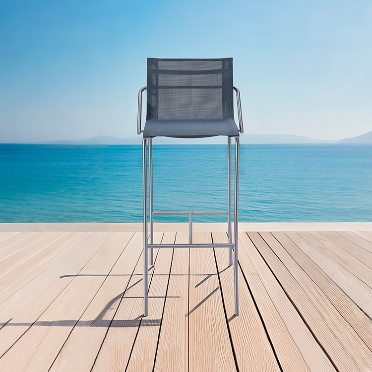 Contemporary Lightweight Outdoor Bar Chair Weather-Resistant Mesh Patio High Stool