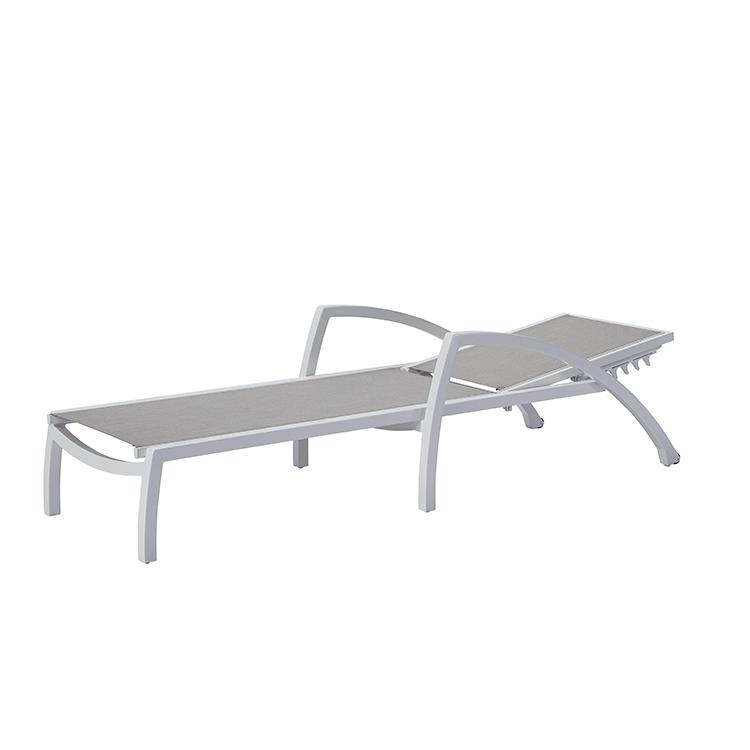 All-Weather Hotel-Grade Reclining Outdoor Garden Lounge Chair Aluminum Chaise with Comfortable Mesh