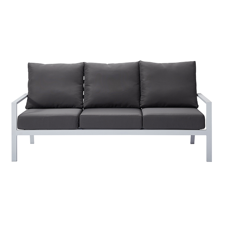 Scandinavian-Inspired Waterproof Metal Frame Outdoor Seating Patio Aluminum Sofa Set with Black Cushions