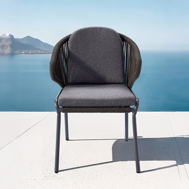 Contemporary Balcony Low Maintenance Aluminum Rope Woven Outdoor Chair with Cushion