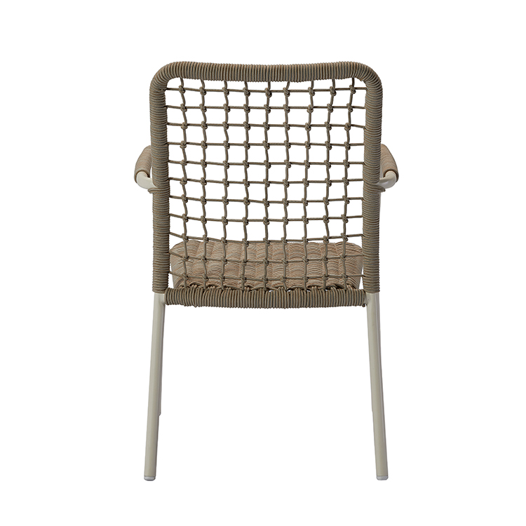Stackable All-Weather Waterproof Aluminum Outdoor Backyard Woven Rope Dining Armchair