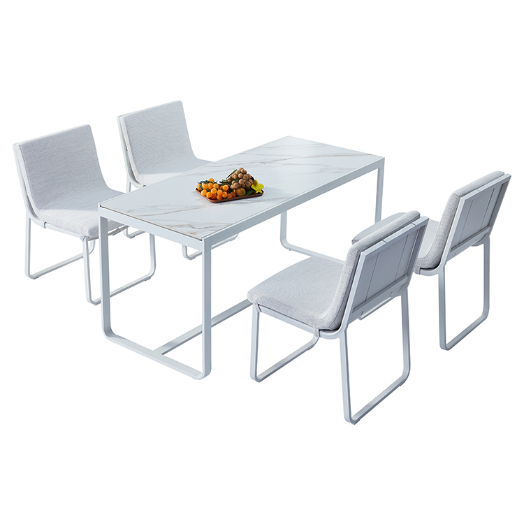Multi-Piece Patio Furniture Set All-Season Aluminum Outdoor Balcony Dining Table Chair with Waterproof Cushion