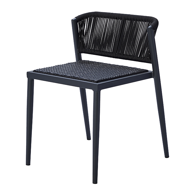 Minimalist 2-Seater Outdoor Garden Furniture Table Chair Set with Rust-Resistant Aluminum and Rope-Woven Backrests