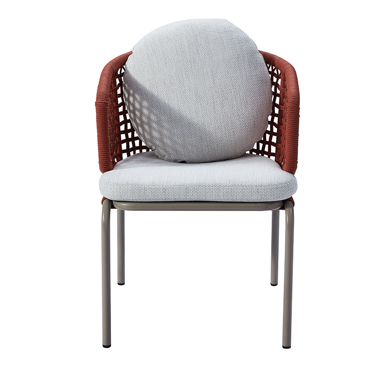Modern Stylish Garden Seating Outdoor Furniture Beachside Rope Woven Patio Dining Chair Set for 4 with Round Table