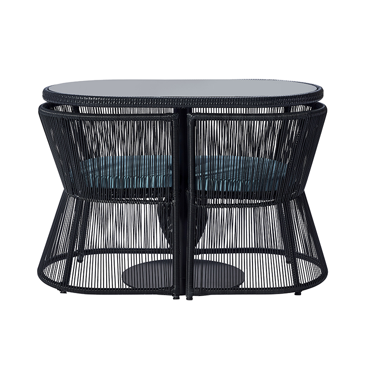 Versatile Space-Saving Outdoor Bistro Dining Furniture Compact Balcony Café Table and Wicker Chairs Set