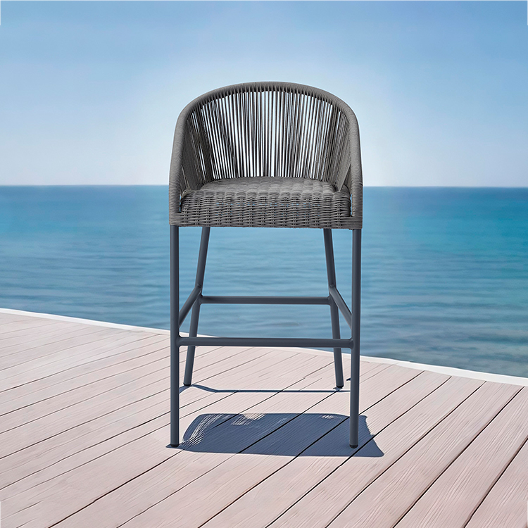 Lightweight and Durable Stylish Bistro Lounge Stool Rope Woven Outdoor Garden Bar Chair