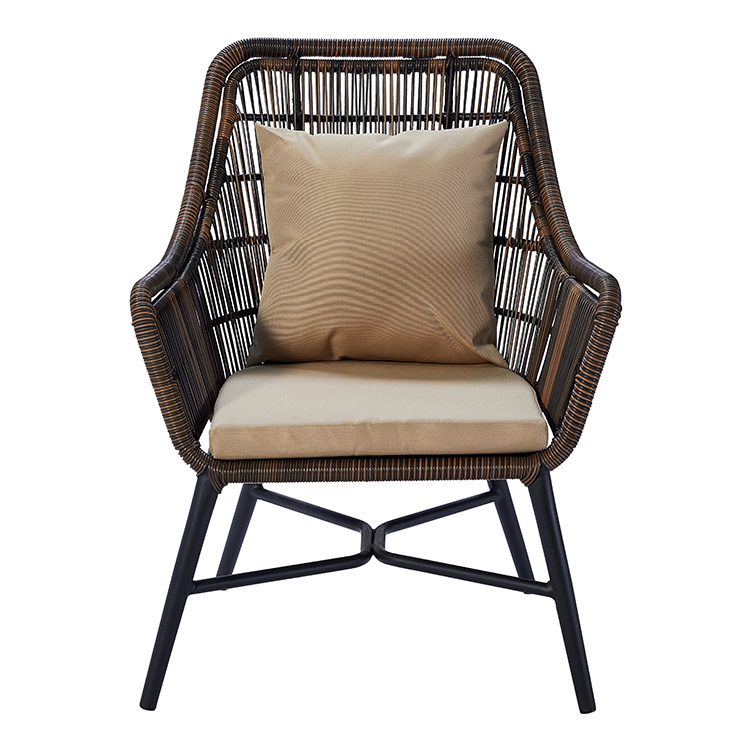 Modern Aluminum Frame Outdoor Patio Handwoven Rattan Leisure Armchair with Cushion