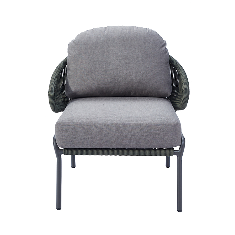 All-Weather Durable Outdoor Seating Set Balcony Patio Woven Rope Chair Furniture with Ottoman