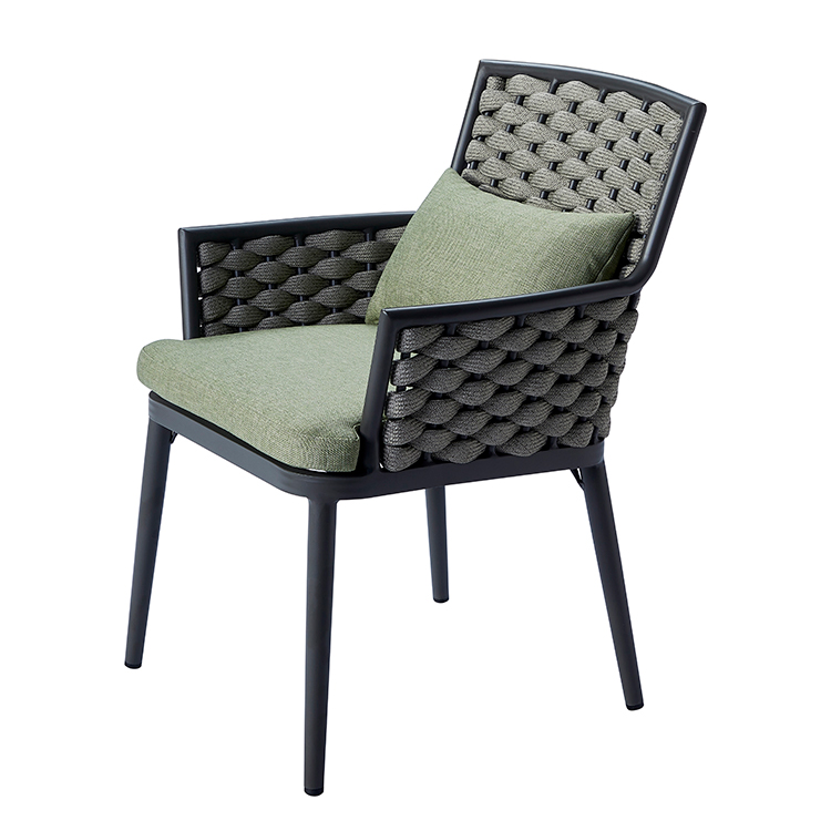 Weatherproof Garden Furniture Aluminum Frame Weave Rope Outdoor Chair with Coffee Table for Seaside Villa Terrace