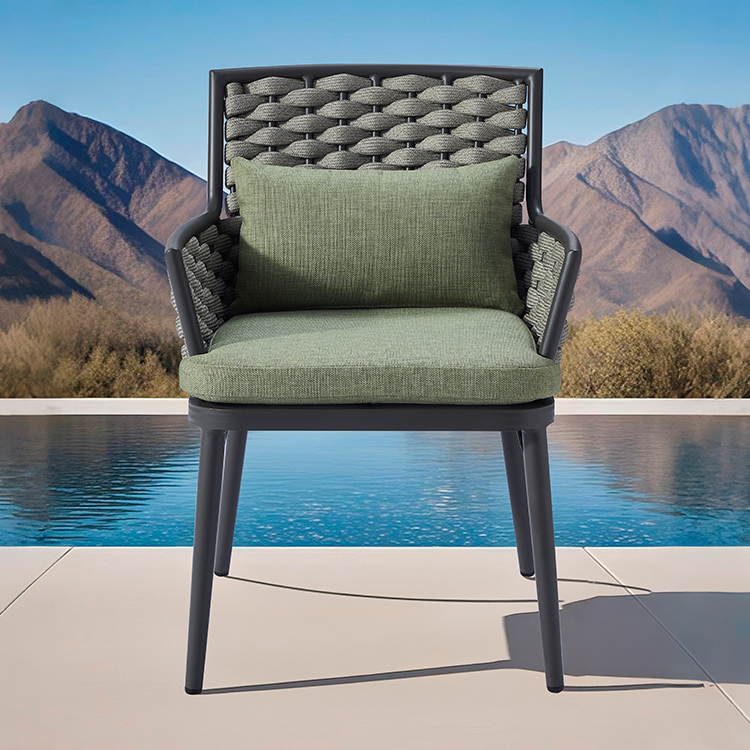 Contemporary Ergonomic Garden Weatherproof Rope Woven Outdoor Armchair