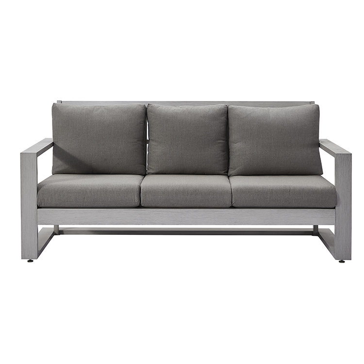 4-Piece Minimalist Durable Aluminum Garden Conversation Sofa Set with Grey Cushions