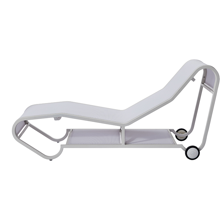 Weather-Resistant Patio Chaise Aluminum Outdoor Sun Lounger with Breathable Textilene Mesh for Poolside