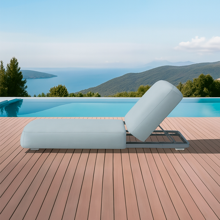 Minimalist Adjustable Waterproof Outdoor Lounge Chair Comfortable Padded Aluminum Sun Lounger for Balcony and Terrace Use