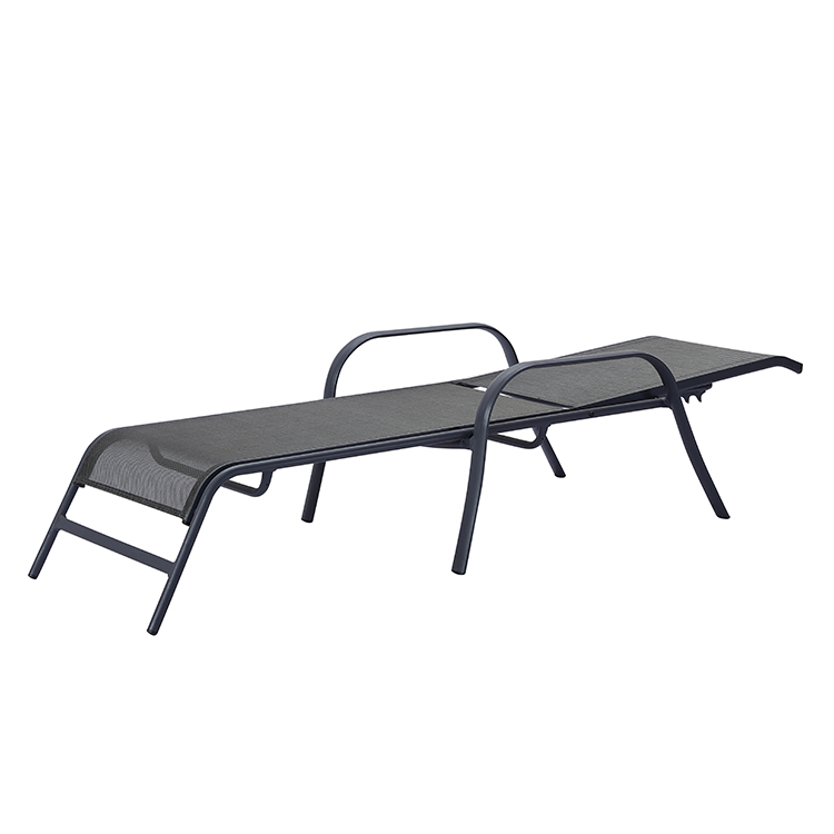 Weather-Resistant Poolside Sun Lounger Adjustable Recline Aluminum Chaise with Breathable Teslin Fabric