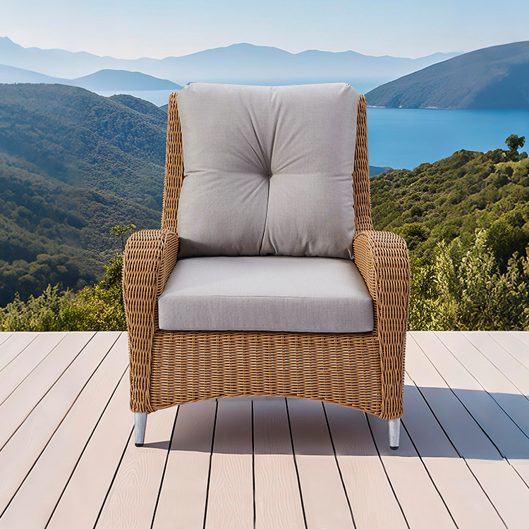Modern Outdoor Furniture Rustproof Aluminum Frame Handwoven Wicker Balcony Patio Chair