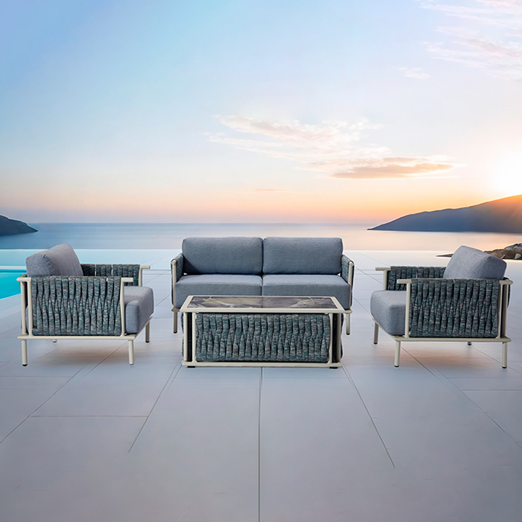 Durable Waterproof Modern Weave Rope Outdoor Couch Sofa Set