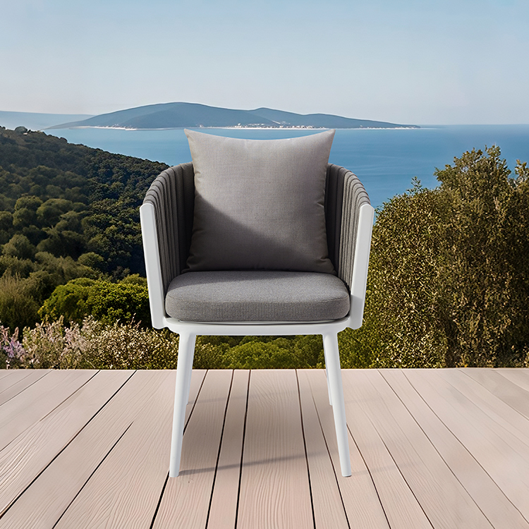 Contemporary Weatherproof Balcony Seating Aluminum Woven Rope Outdoor Armchair with Cushion