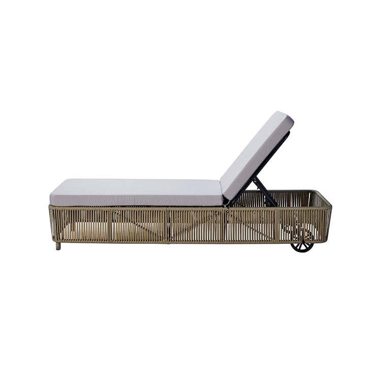 Adjustable Modern Premium Cushioned Outdoor Chaise Lounge Rattan Woven Sun Lounging Chair