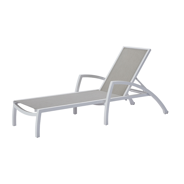 All-Weather Hotel-Grade Reclining Outdoor Garden Lounge Chair Aluminum Chaise with Comfortable Mesh