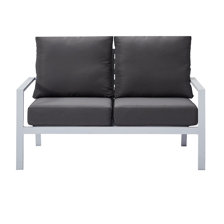 Scandinavian-Inspired Waterproof Metal Frame Outdoor Seating Patio Aluminum Sofa Set with Black Cushions