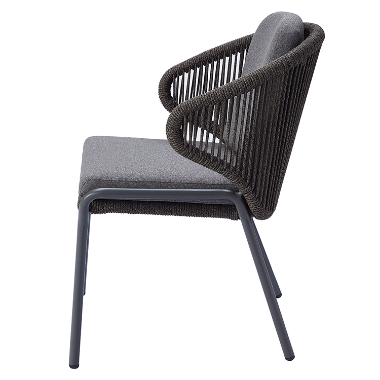 Contemporary Balcony Low Maintenance Aluminum Rope Woven Outdoor Chair with Cushion