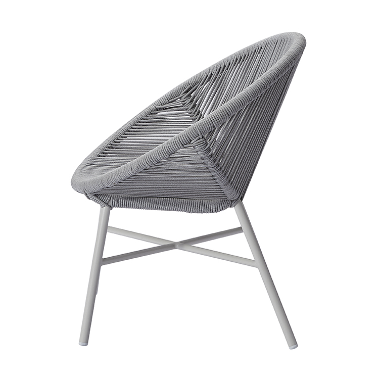 Grey Strap Industrial Style Garden Deck Outdoor Chair Furniture Modern Patio Rope Armchair