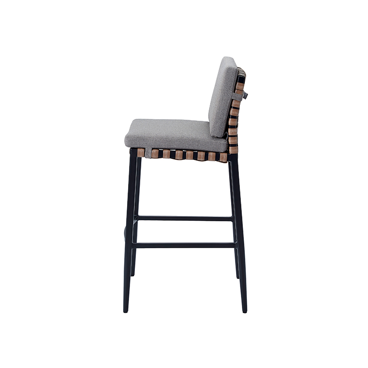 Durable Lightweight Outdoor Bar Chair Woven Backrest Patio Stool