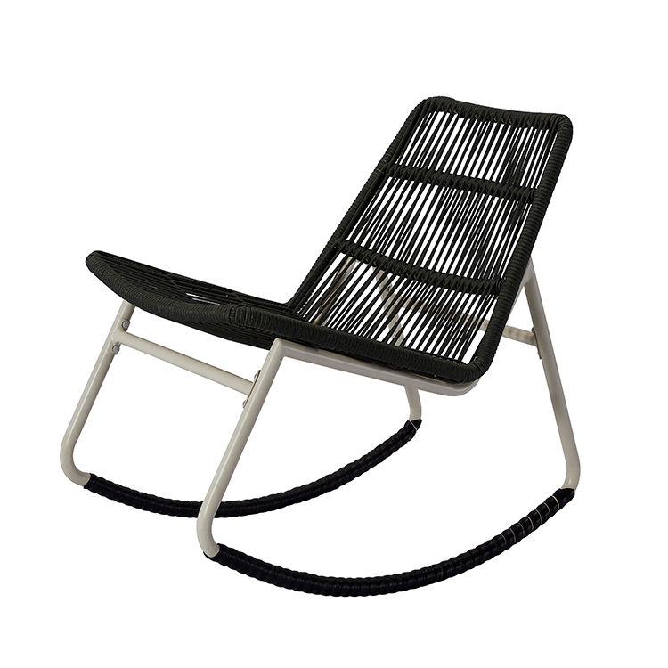 Modern Aluminum Weatherproof Garden Furniture Set Woven Rope Backrest Outdoor Rocking Chair with Ottoman