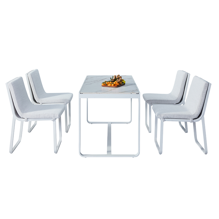 Multi-Piece Patio Furniture Set All-Season Aluminum Outdoor Balcony Dining Table Chair with Waterproof Cushion