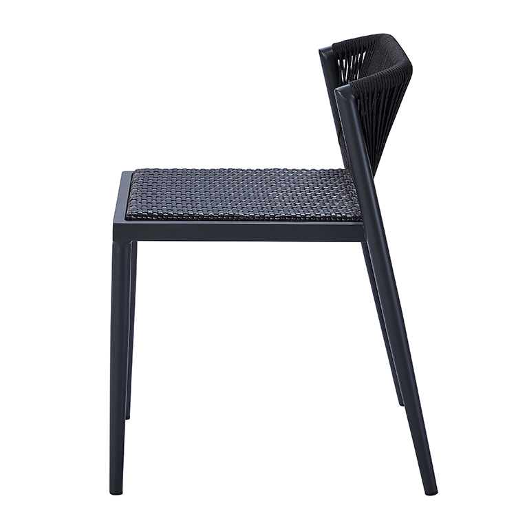 Minimalist 2-Seater Outdoor Garden Furniture Table Chair Set with Rust-Resistant Aluminum and Rope-Woven Backrests
