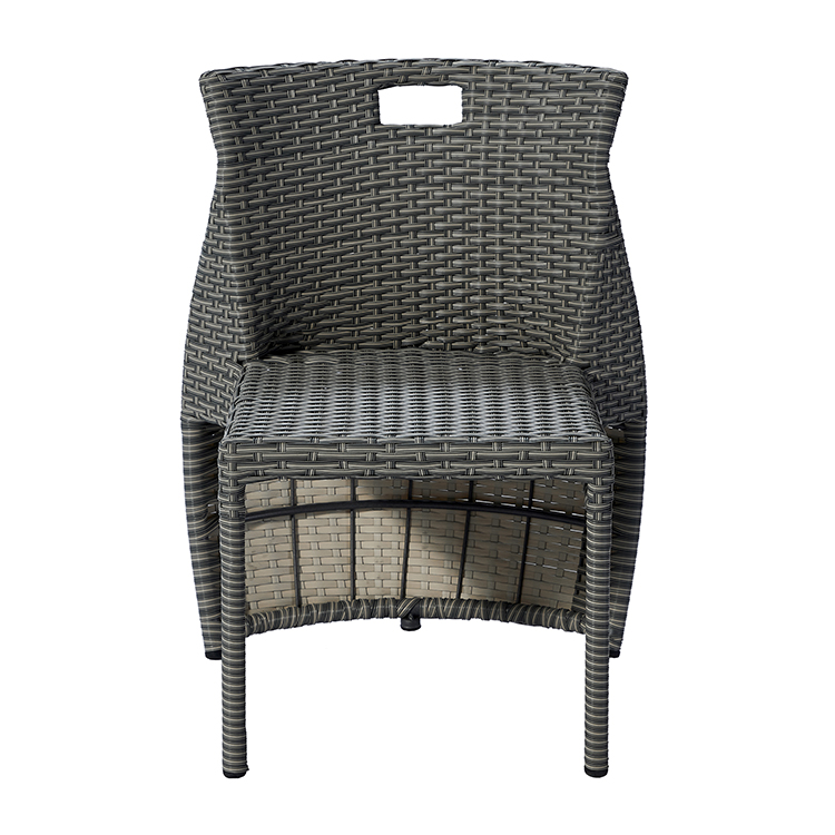 Compact Two-Seat Rattan Round Table and chairs Patio Conversation Set with Waterproof PE Wicker