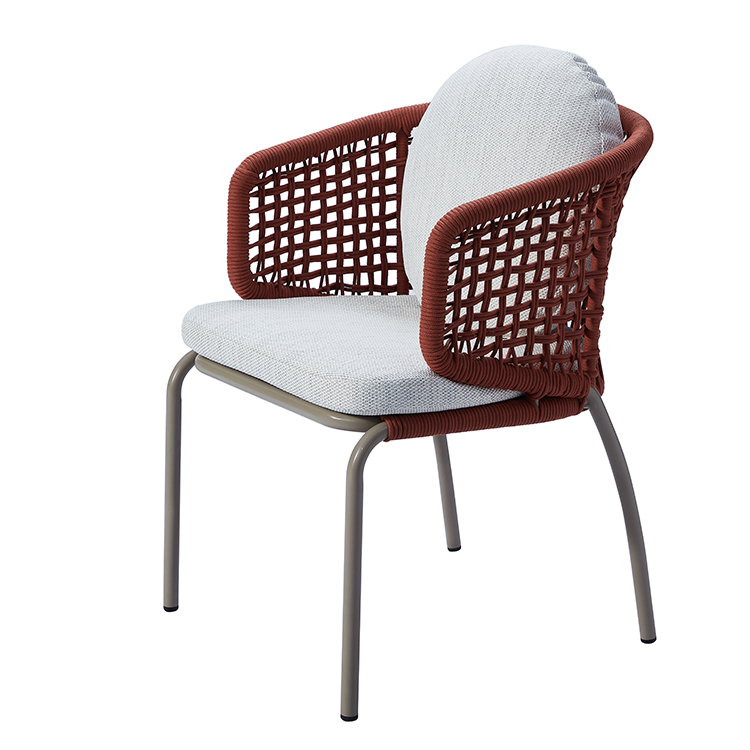 Modern Stylish Garden Seating Outdoor Furniture Beachside Rope Woven Patio Dining Chair Set for 4 with Round Table