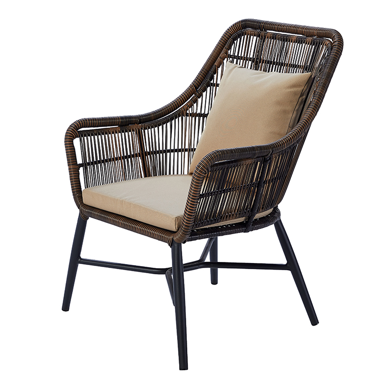 Modern Aluminum Frame Outdoor Patio Handwoven Rattan Leisure Armchair with Cushion