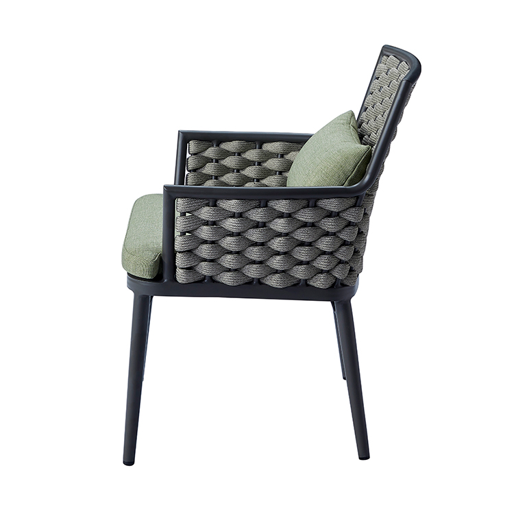 Weatherproof Garden Furniture Aluminum Frame Weave Rope Outdoor Chair with Coffee Table for Seaside Villa Terrace