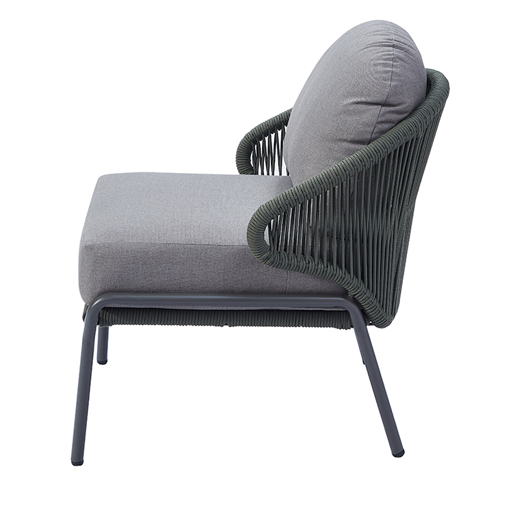 All-Weather Durable Outdoor Seating Set Balcony Patio Woven Rope Chair Furniture with Ottoman