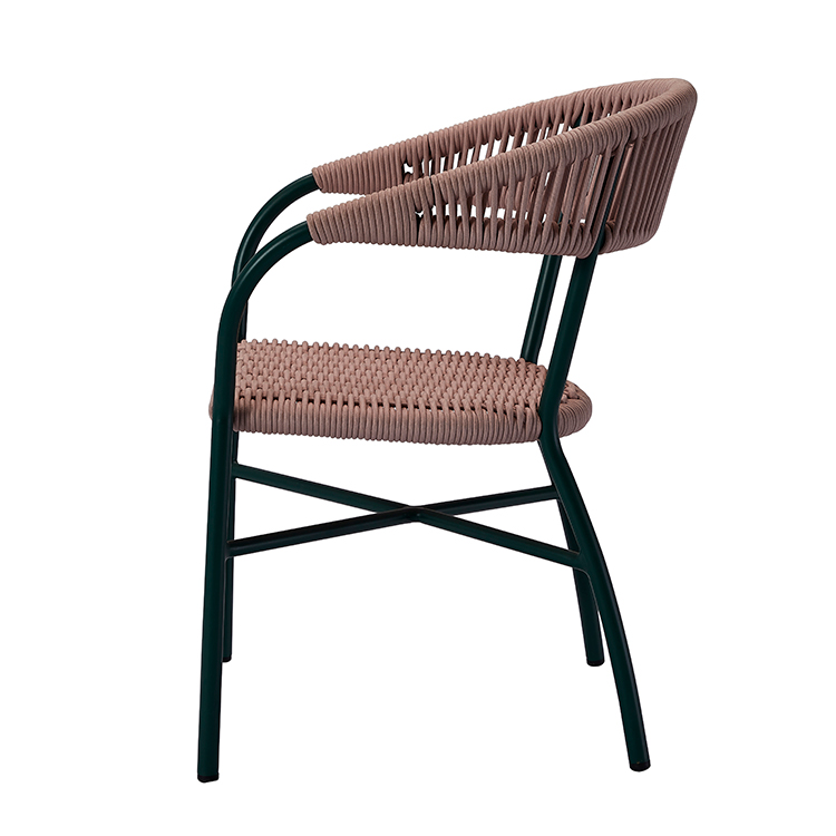 Luxury All-Weather Hotel Terrace Seating Woven Rope Garden Dining Chair