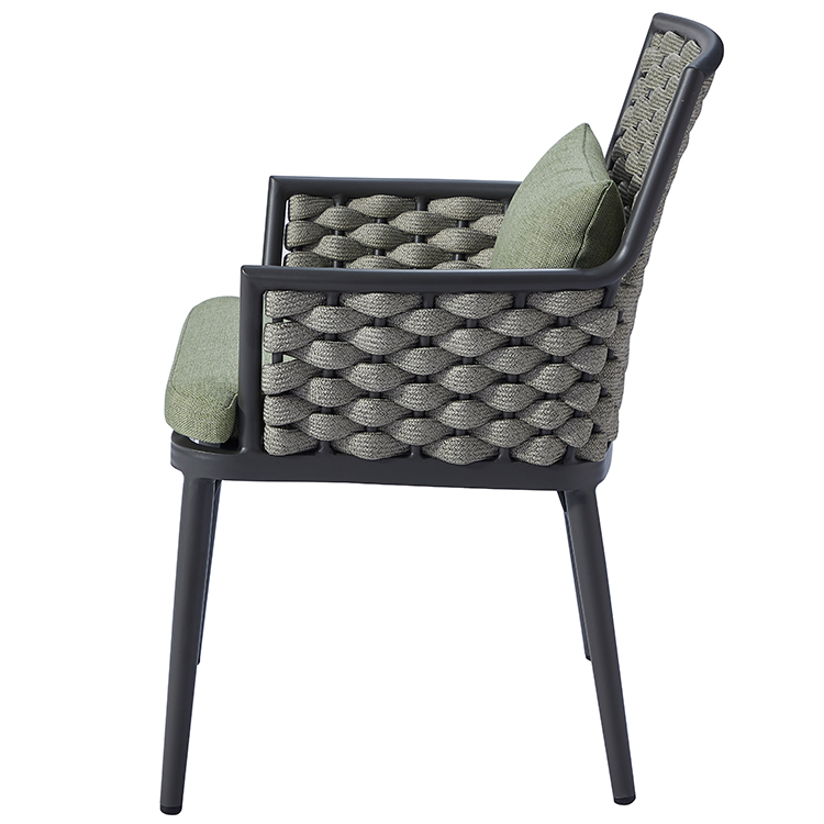 Contemporary Ergonomic Garden Weatherproof Rope Woven Outdoor Armchair