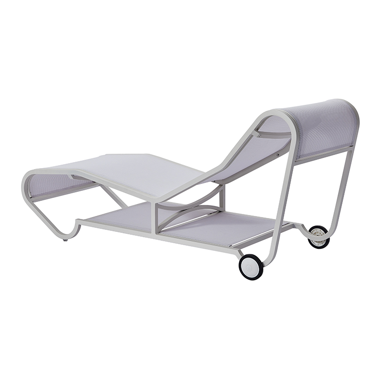 Weather-Resistant Patio Chaise Aluminum Outdoor Sun Lounger with Breathable Textilene Mesh for Poolside